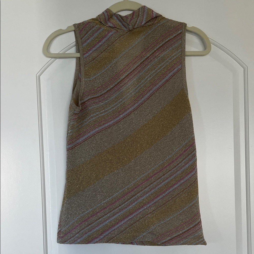 Ramy Brook Gold Pink Metallic Knit Evening Top XS - Picture 4 of 7
